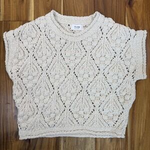 Blueivy Women's Crop Chunky Knot Short Sleeve Sweater Lightweight S Beachy Boho